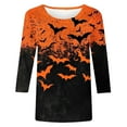 thumbnail image 5 of Sriper Halloween Womens 3/4 Sleeve Tops Plus Size Loose Fit Dressy Crew Neck Blouses Plus Size Elbow Sleeve T-Shirts Business Casual Outfits Para Mujer Multicolor M, 5 of 5