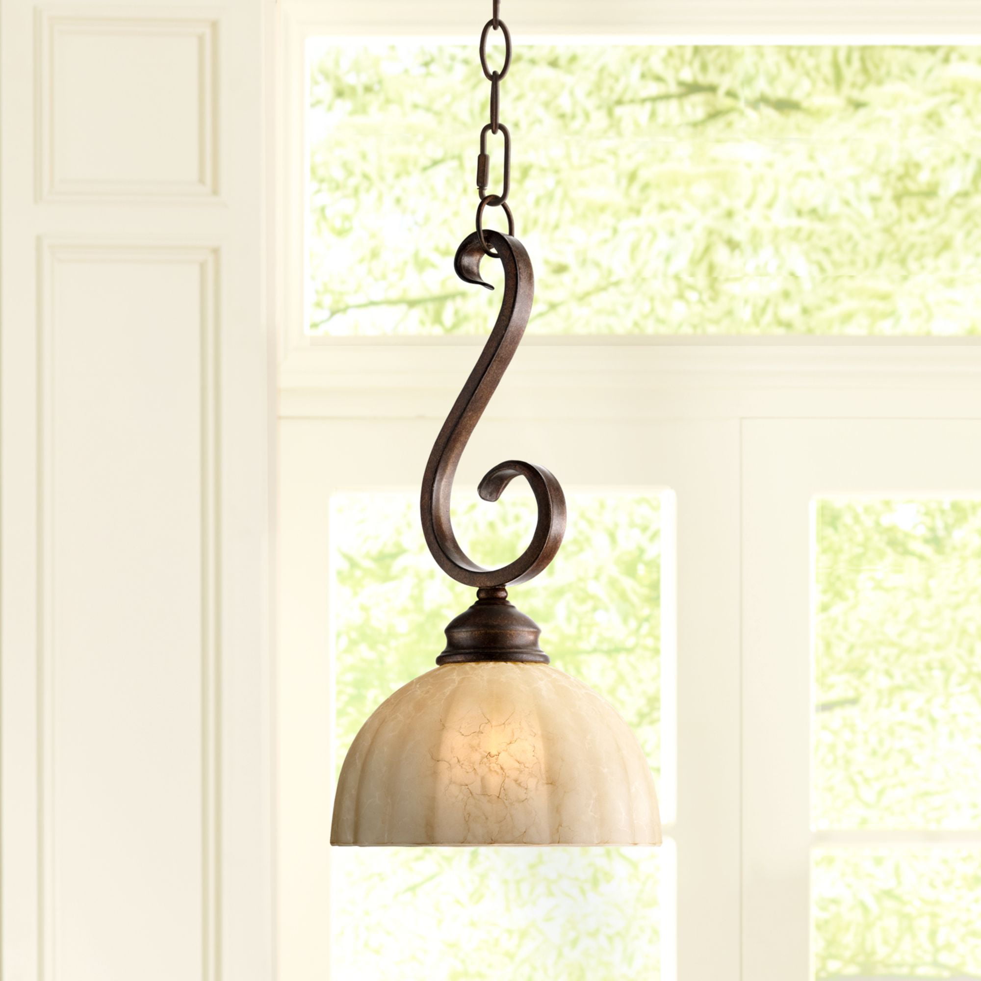 13.50 inches Cal Lighting FX-3725-1P Transitional One Light Pendant from Olive Collection in Bronze Rust Dark Finish 