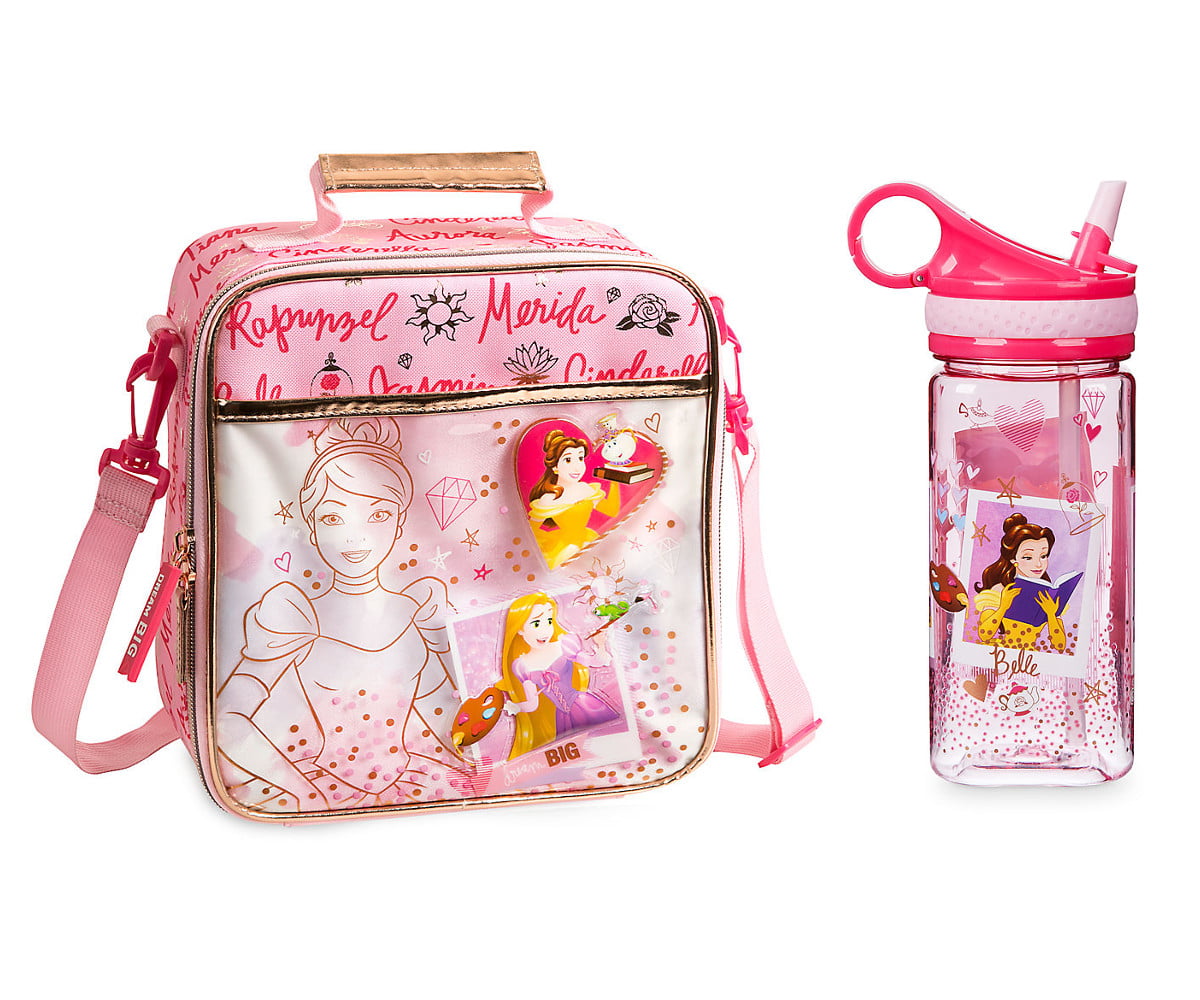 KidPlay Products Disney Princess Backpack Set Utility Pouch Lunch Bag Water Bottle
