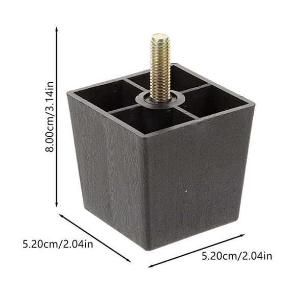 TABLZONE 8Pcs Screw on Black Sofa Leg Replacements Adjustable Height Square Furniture Feet for Living Room