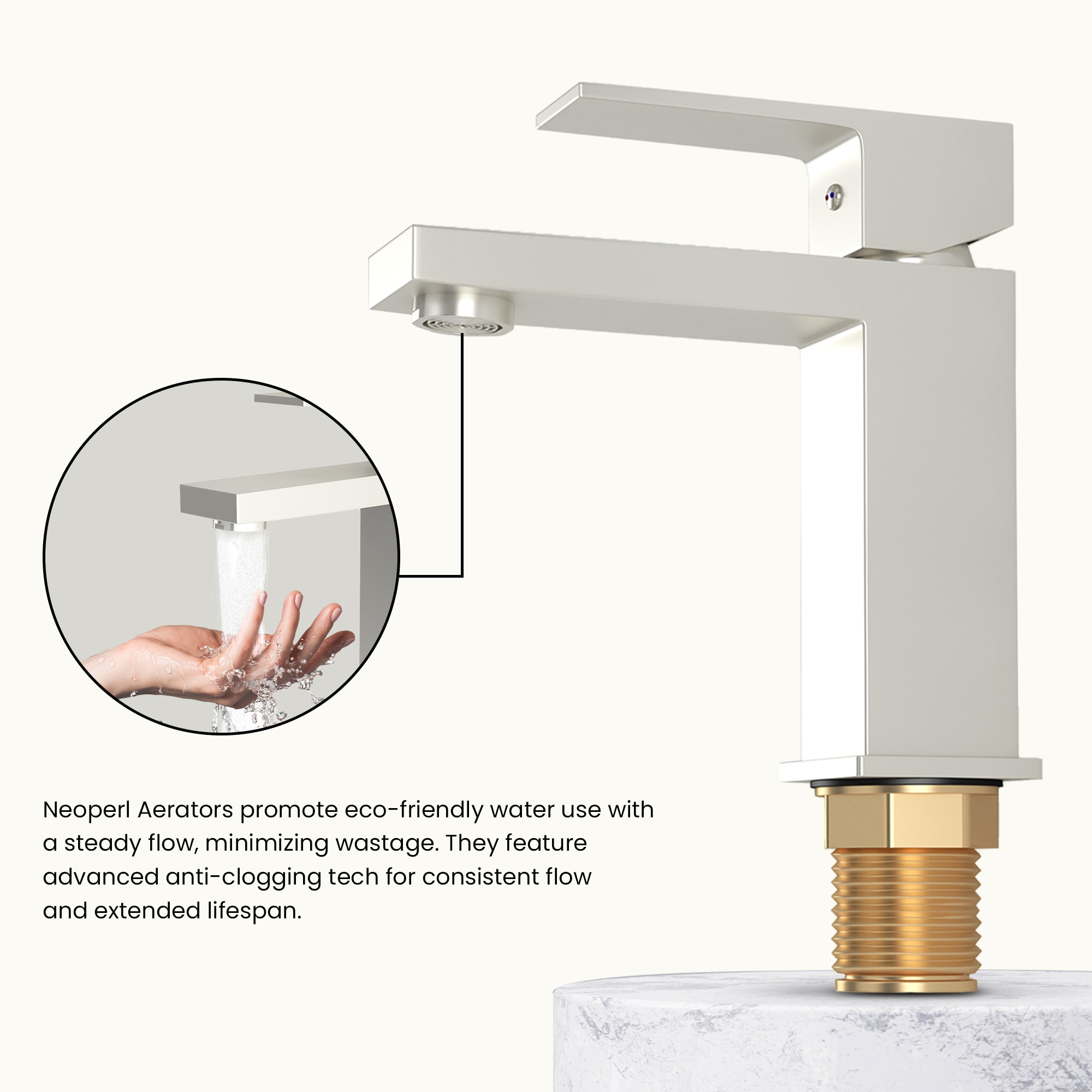 Ayna Decors Bathroom Sink Faucet Single Hole, Brass Single Handle Vanity Faucet with Pop Up Drain Stopper and Water Faucet Supply Lines (Brushed Nickel)
