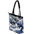thumbnail image 3 of Shark Canvas Leather Mix Hand-Held Bag, Twill Sponge Jeanette, 30x10.5x39cm/11.8x4.1x15.4in, 3 of 5