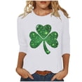 thumbnail image 2 of Up to 65 off!Lolmot St Patricks Day Shirt Women Shamrock Irish 3/4 Sleeeve Tops Lucky Clover Love Heart Shirt Crewneck Three Quarter Funny Blouses, 2 of 4