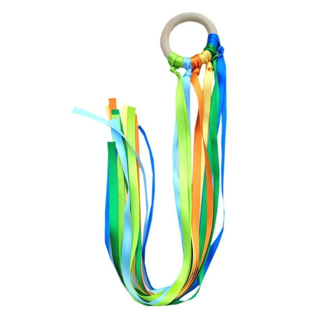 Montessori Style Sensory Toy BPA-free Non-toxic Baby Ribbon Ring Upwards Development Colour Recognition Sensory Toy