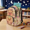 thumbnail image 3 of Xoenoiee Capybara Milk Tea Cherry Blossom Print Kids Backpack for Girls Elementary School Bookbag School Bag with Zippe Pocket Lightweight Rucksack Travel Daypack with Adjustable Straps, 3 of 7