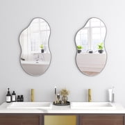SHYFOY Irregular Mirror for Wall Cloud Shaped Mirror Black Asymmetrical Wall Mirror for Home Decor 22x36