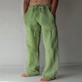 thumbnail image 1 of CHUANK Linen Clothing For Men Contemporary Comfortable Quality Soft Linen Solid Color Trousers With Pocket Drawstring Casual Pants, 1 of 7