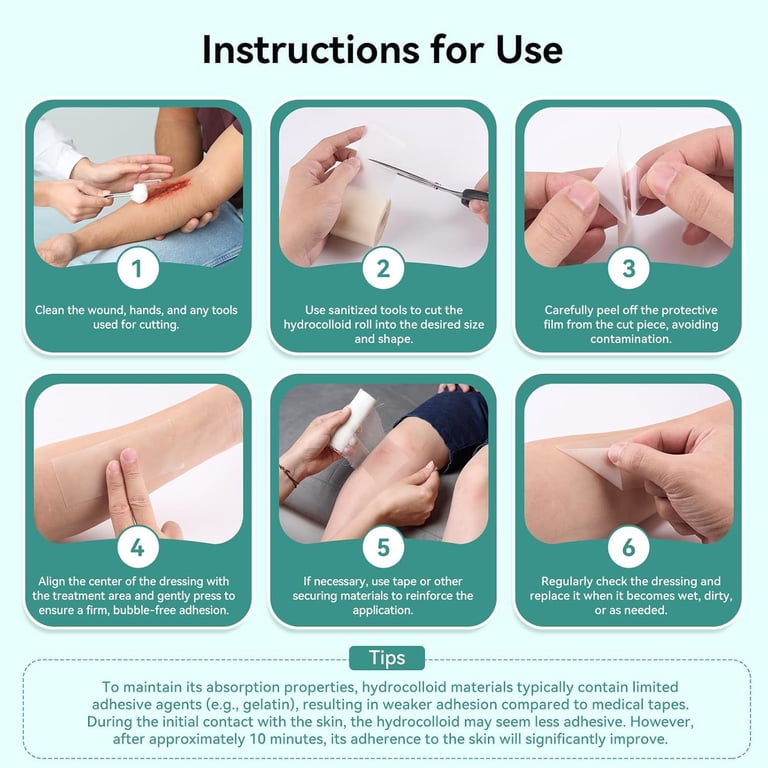 2Pcs Hydrocolloid Roll for Wound Care, 2in x 16ft Hydrocolloid Patch  Bandages with Self-Adhesive, Ultra Absorbent, Flexible & Waterproof,  Cut-to-Size, First Aid Kit Essential - Walmart.com