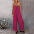 thumbnail image 2 of Amvlyk Jumpsuits for Women Summer Sleeveless Spaghetti Strap Rompers Comfortable Workout Wide Leg Long Pants Casual Solid Color Loose Overalls with Pockets for Trendy Beach Vacation Outfits, 2 of 5