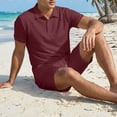 thumbnail image 4 of SOOMLON Mens Beach Outfits Sets Big and Tall Short Sleeve Collared Shirts Drawstring Shorts Lightweight Two Piece Sets, 4 of 8
