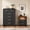 Black Dresser With 1pc 2 Drawer Nightstands, variant on HUJAUU 3 Piece Bedroom Furniture Set, 6-Drawer Fluted Tall Dresser & 2-Drawer Curved Nightstand Set of 2 with LED& Charging Station, Black