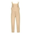 thumbnail image 2 of Salopettes Longues Décontractées pour Femmes Combinaison en Coton Lin Aspect Combinaison Pantalon, 2 of 4