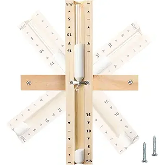 Sauna 15 Minute Hourglass Sand Timer,Wooden Sand Clock 15 Min,Rotating Heat Resistant Sand Watch, Large Reloj De Arena with White Sand,Wooden Hour Glass Sandglass for Sauna SPA Room