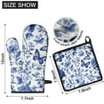 thumbnail image 6 of Blue Roses and Butterflies Pattern Kitchen Oven Mitt and Pot Holder Sets 2 Pcs for Baking, Cooking and Grilling, Heat Resistant Up To 392 °F, 6 of 7