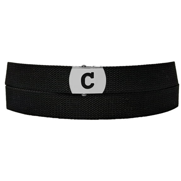Initial C Buckle Black Adjustable Canvas Web Belt With Metal Buckle 32 to 72