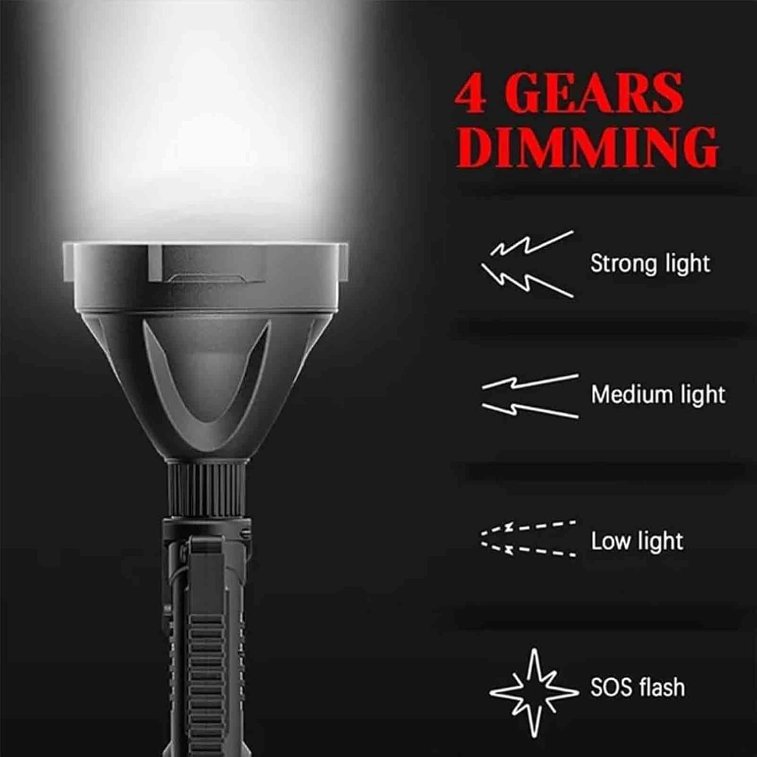 Ms32 Flashlight 200000 Lumens, Super Bright LED Searchlight with Tripod, Handheld Spotlight for Camping, Spotlight, Multifunctional Night Fishing Camping Light, Worlds Brightest Flashlight (Small)