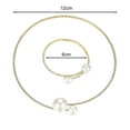 thumbnail image 6 of Lifetechs 2 Pcs/Set Women Elegant Jewelry Set Shiny Rhinestones Faux Pearls Adjustable Open Collar Necklace Bangle Set, 6 of 8