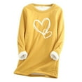 thumbnail image 2 of Fanxing Fleece Lined Thermal Shirts for Women Cute Heart Long Sleeve Thermal Underwear Tops Crewneck Soft Base Layer Cold Weather Ultra Soft Sherpa Blouse Yellow,M, 2 of 4