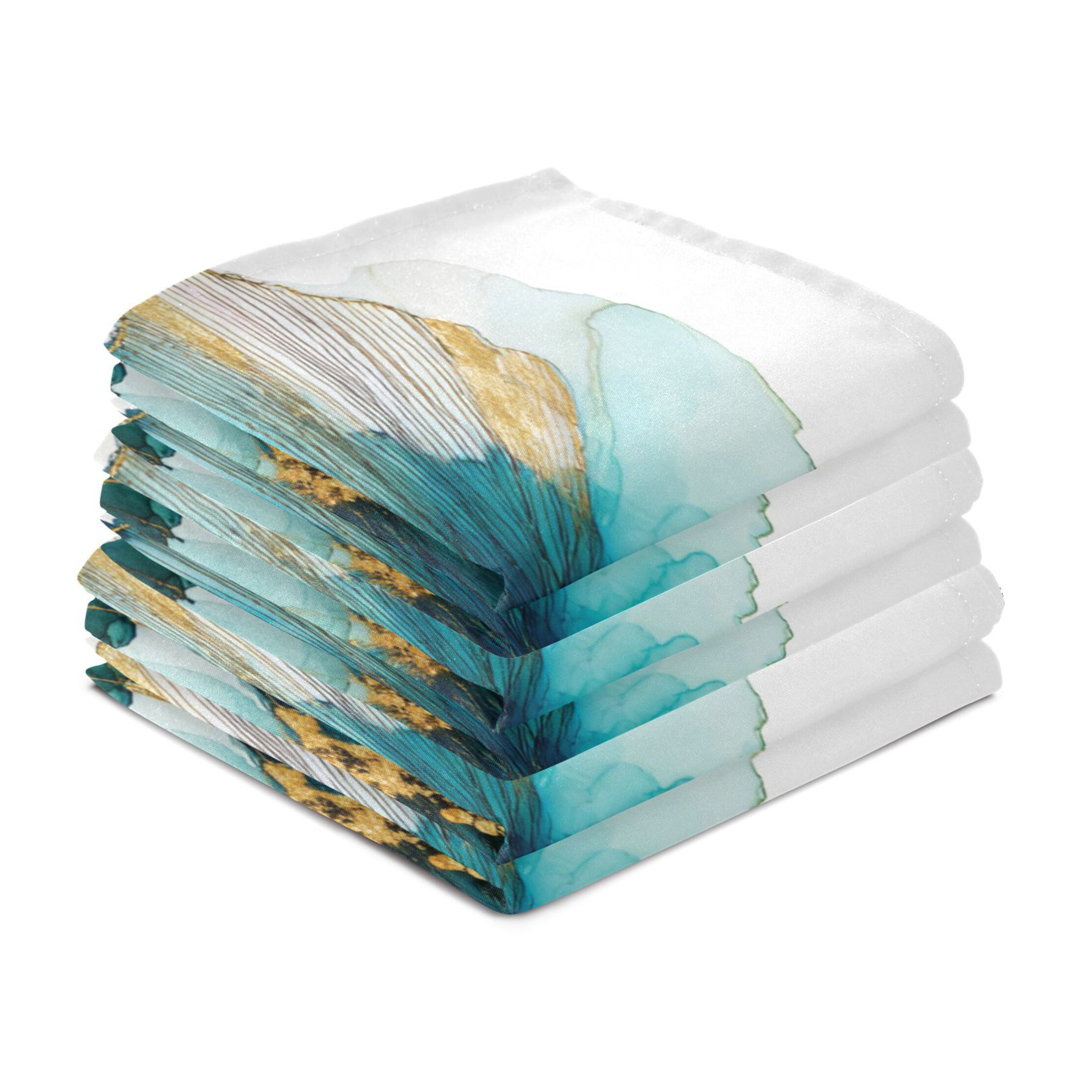 Qxltty Elegant Flower Kitchen Towels 28 x 18 Inch Set of 6 Soft Cotton Linen Feel Dish Towels with Hanging Loop for Drying, Cleaning & Decor