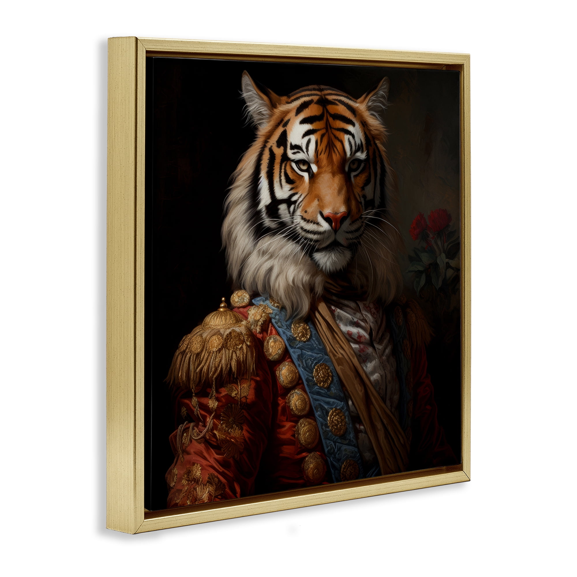 Stupell Industries Noble Tiger Transformation Gold Framed Floater Canvas Wall Art, design by Lazar Studio