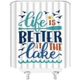 thumbnail image 3 of Rustic Lake Cabin Shower Curtain Relax Inspirational Quotes Motivation Words Vintage Wooden Board Barn Door Plank Farmhouse Country Lodge Camping Decor Fabric Bath Curtain with Hook, 3 of 3