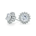 thumbnail image 2 of Bling Jewelry Womens 2 In 1 CZ Earring Jacket Crown Halo & Solitaire Studs Silver, 2 of 4
