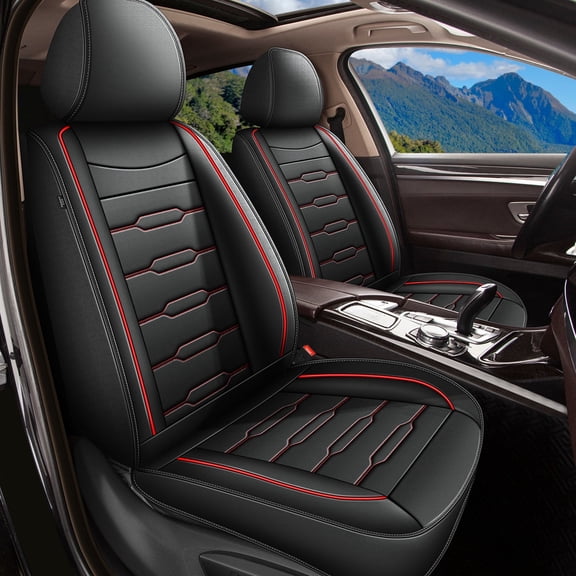 HQBQBUG Car Seat Cover Fit for Acura MDX 2004-2025 Breathable Leather Automotive Seat Covers Front Pair Anti-Slip Seat Cover Red,Front Set(2 Seats)