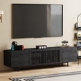 thumbnail image 6 of Mid Century Modern Black TV Stand for 70 Inch and Larger TVs, 70.87" Media Console with Solid Wood Slatted Doors, Metal Base, Stylish Entertainment Center for Living Room or Bedroom, 6 of 7