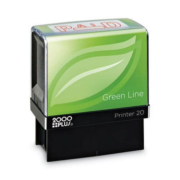 Green Line Message Stamp, Paid, 1 1/2 X 9/16, Red | Bundle of 2 Each