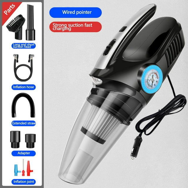SSZMDLB under $5 Car Vacuum Cleaner, Car Vacuum and Tire Inflator, 4-in-1 Portable Cleaner with Pump, 12V Auto Shut Off Compressor, LED Light for Emergency Use, High Suction for Car and Home