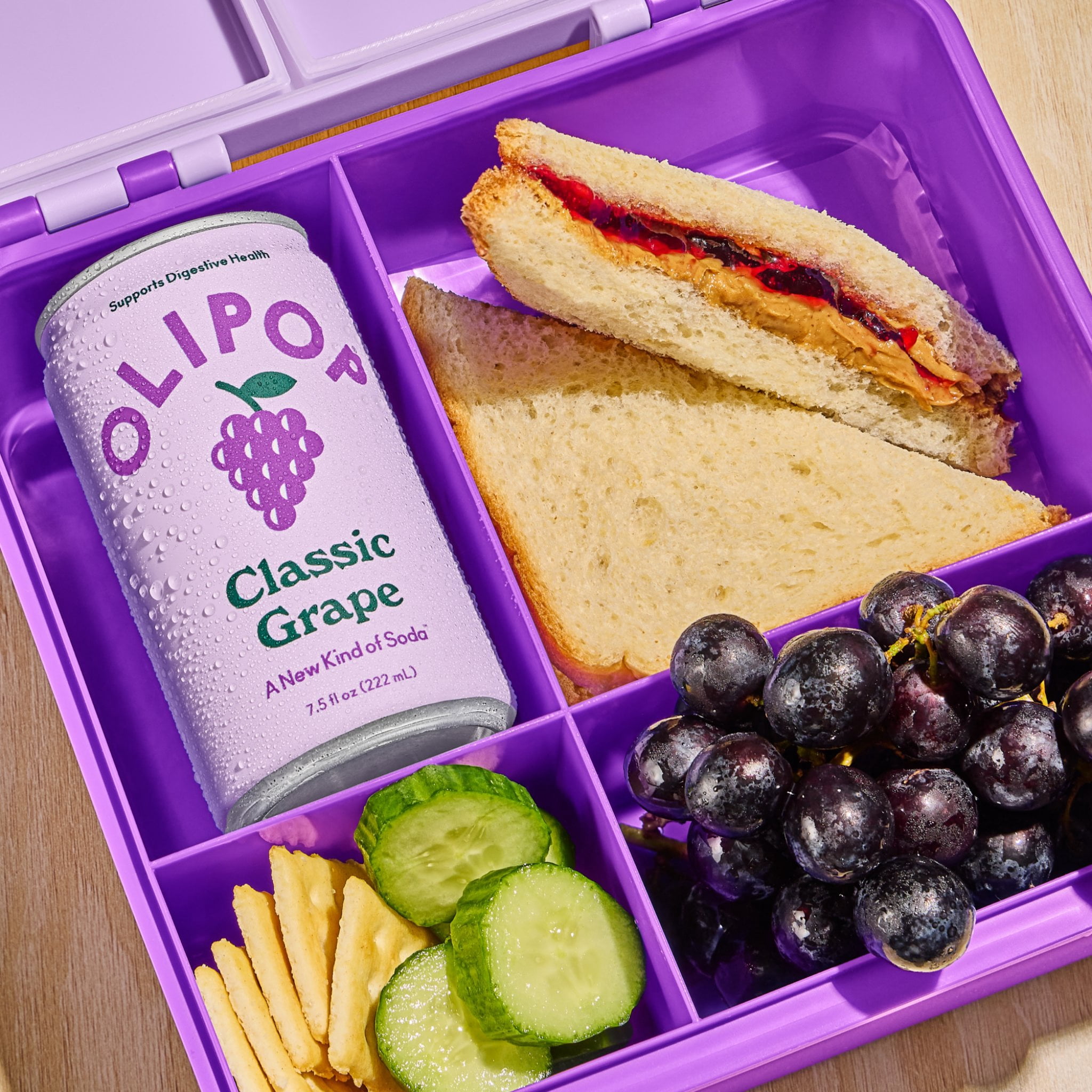 Olipop Minis Prebiotic Soda Pop, Classic Grape, High Fiber, 7.5 fl oz 6 Pack