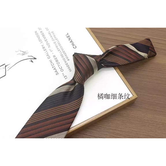 Yongchuantie 3.15-inch Men's High-quality Orange Coffee Fine Stripe Pattern Formal Business Banquet Tie