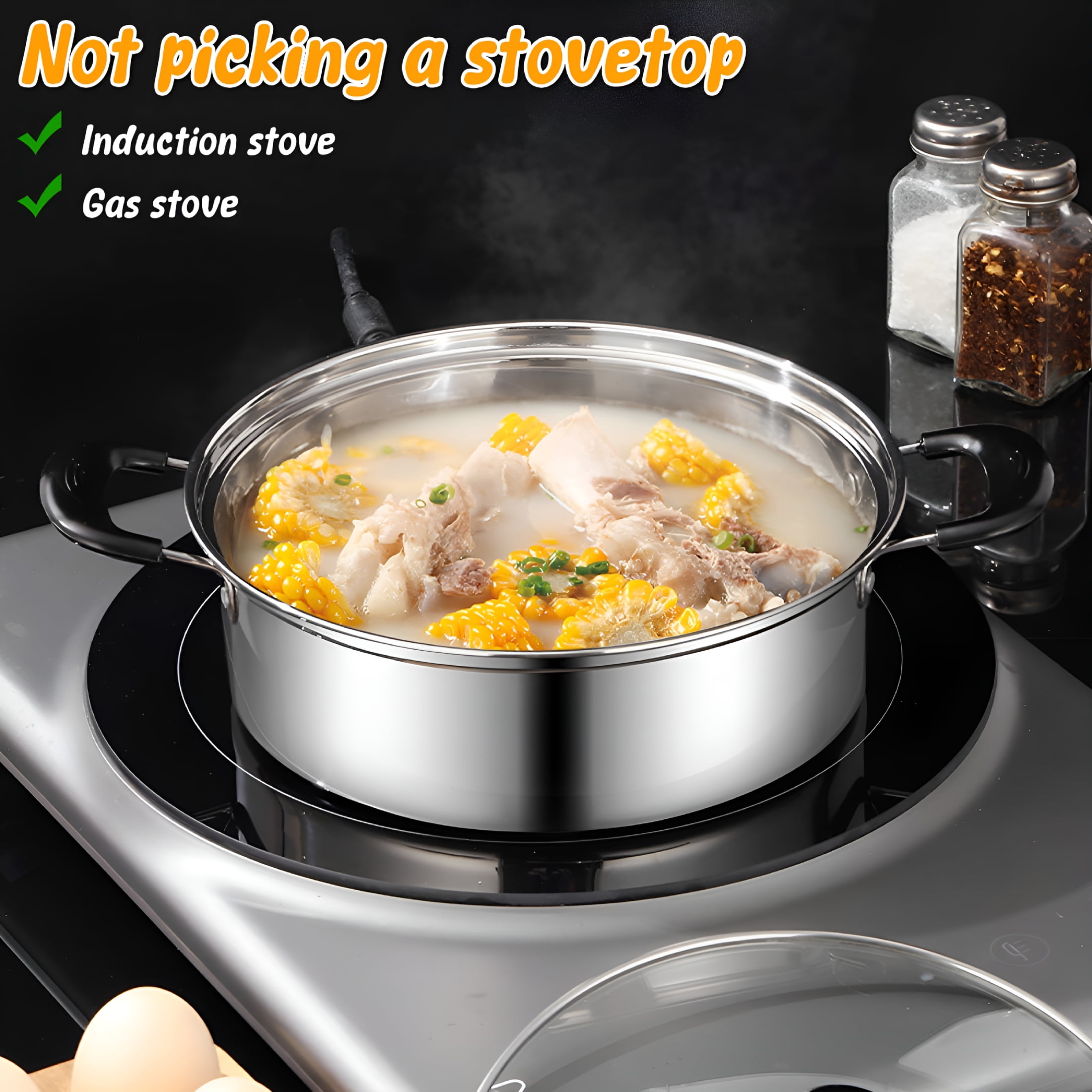 ACDANC 2026 New 2Pcs Egg Poacher Stainless Steel Poached Egg Maker Pot Egg Poaching Pan with 4 Cups Poached Egg Cooker Pot Multipurpose Stovetop Egg Poacher Pot for Induction Cooktop Gas Cooktop