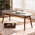 thumbnail image 6 of Bowery Hill Upholstered Wood Bench in Light Gray and Medium Oak, 6 of 8