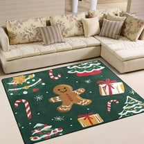 Yayeee Area Rugs for Living Room 5.2'x4' Non Slip Washable Bedroom Floor Carpet, Green Christmas Gingerbread