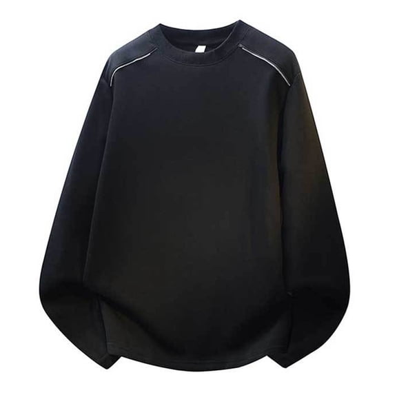 VgaVtl Mens Long Sleeve Tshirt Big and Tall Fall Winter Clothing for Men Sports Casual Loose Basic Solid Black Shirts,5XL