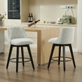 thumbnail image 2 of PAPROOS Swivel Bar Stools Set of 2, Modern Counter Height Stools with Linen Upholstery, Kitchen Barstools with Solid Wood Frame for Kitchen Island, White, 2 of 11