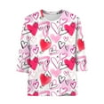 thumbnail image 4 of Viikei Valentines Day Womens Clothing Womens Valentines Shirts Women's Fashion Printed Loose T-shirt 3/4 Sleeves Blouse Round Neck Casual Tops, 4 of 5