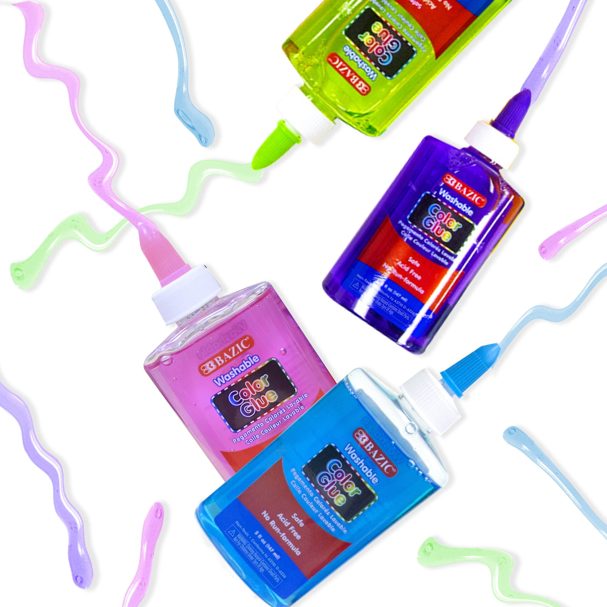BAZIC Washable Clear School Glue 5 Oz Liquid Clear Glues Making Slime, 6-Pack