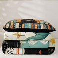 thumbnail image 5 of Manfei Tribal Kitten Twin Comforter Sets, Bohemian Damask Flower Bedding Set, Orange Cream, Black Reversible, 2pcs, 1 Comforter and 1 Pillowcase, 5 of 7