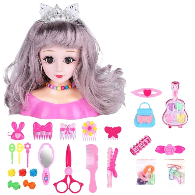 Muñecas de maquillaje de peluquería para niñas y niños, modelo de peinado de cabeza de muñeca, accesorios para el cabello, 25 uds.