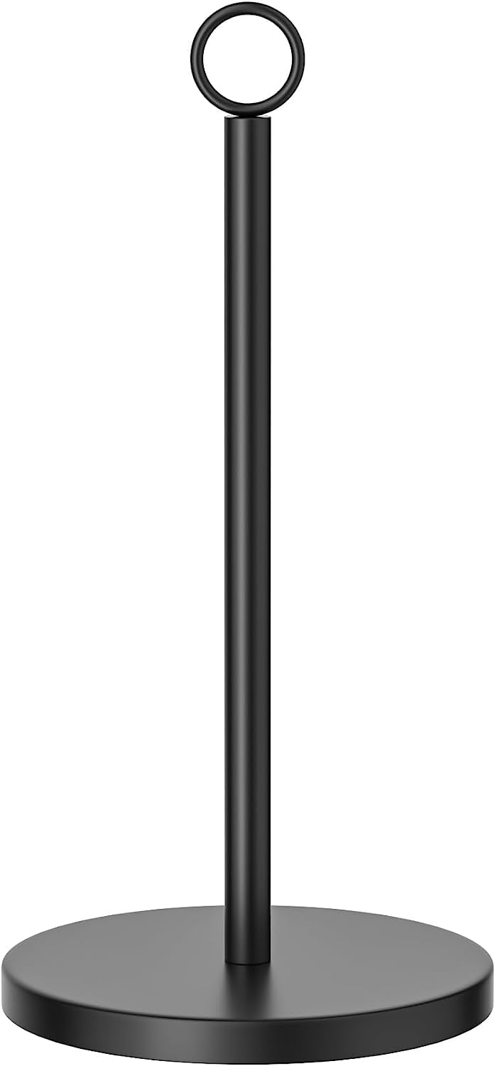 Black Paper Towel Holder Countertop - Free Standing Paper Towel Holder Stand for Kitchen Rolls,Fits Most Size Paper Roll
