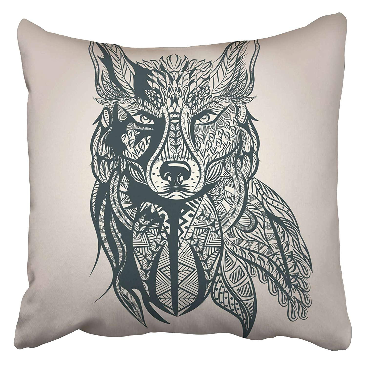 18x18 Multicolor Cute Wolf For Kids Women Store Cute Wolf Cartoon Animal Throw Pillow 
