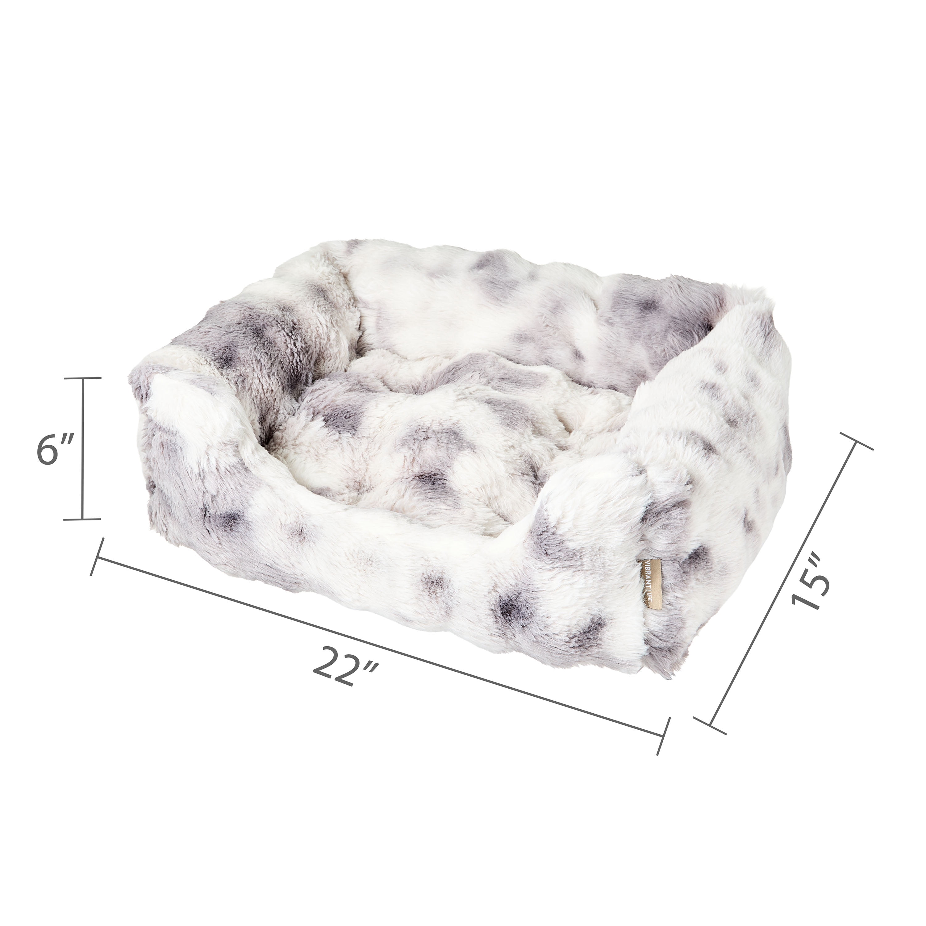 Vibrant Life Small Bubble Faux Fur Orthopedic Cuddler Pet Bed, Black and White, 22" x 15"