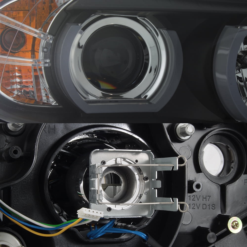 AKKON - For 2006-2008 BMW E90 3-Series Sedan [HID|AFS model] Black Bezel Dual U-LED Ring Projector Headlights
