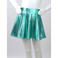 thumbnail image 3 of JanJean Girls Metallic Skater Skirt Athletic Shiny Holographic Flared Pleated Dance A-Line Mini Skort Lake Green 10, 3 of 7