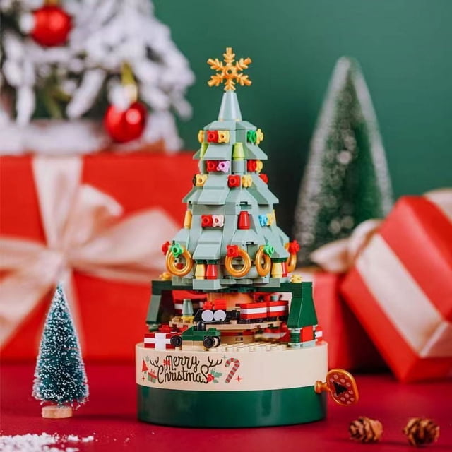 Christmas Tree Blocks Compatible with Christmas Blocks Music Box Assembly Blocks Toys Birthday Christmas Gifts
