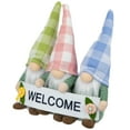 thumbnail image 3 of Northlight Gnome Trio with Welcome Banner Spring Table Decoration - 7" - Pastel Pink and Green, 3 of 5