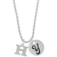 thumbnail image 1 of Delight Jewelry Silvertone Large Initial - H - Silvertone Script Initial Disc - Y - Charm Necklace, 20"+3", 1 of 4