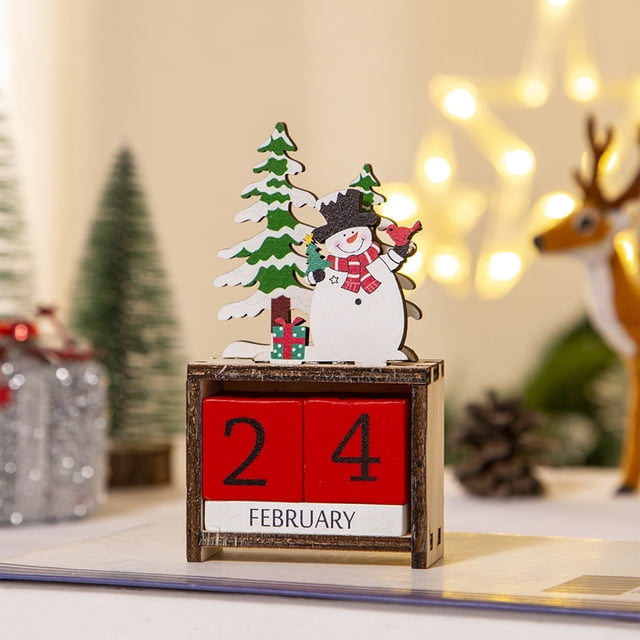 Adornos navideños, adornos navideños, regalos navideños, adornos navideños de calendario pintados, lindo Papá Noel, muñeco de nieve navideño, decoración navideña de madera para el hogar, oficina, escr